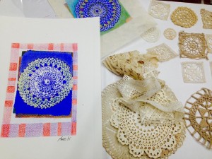 Lace material and print result
